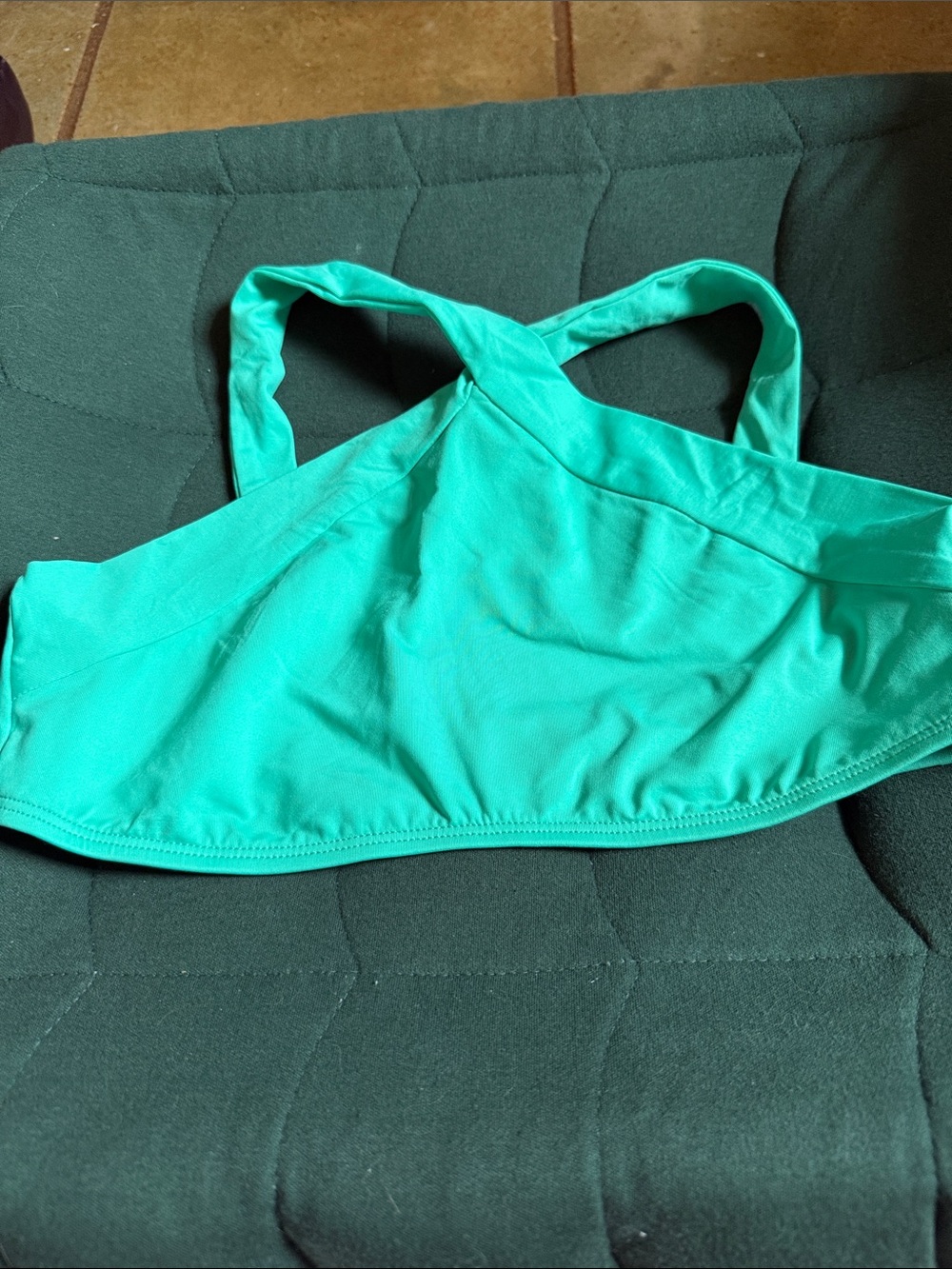 l*space Aqua Green Cross-Back bikini top new